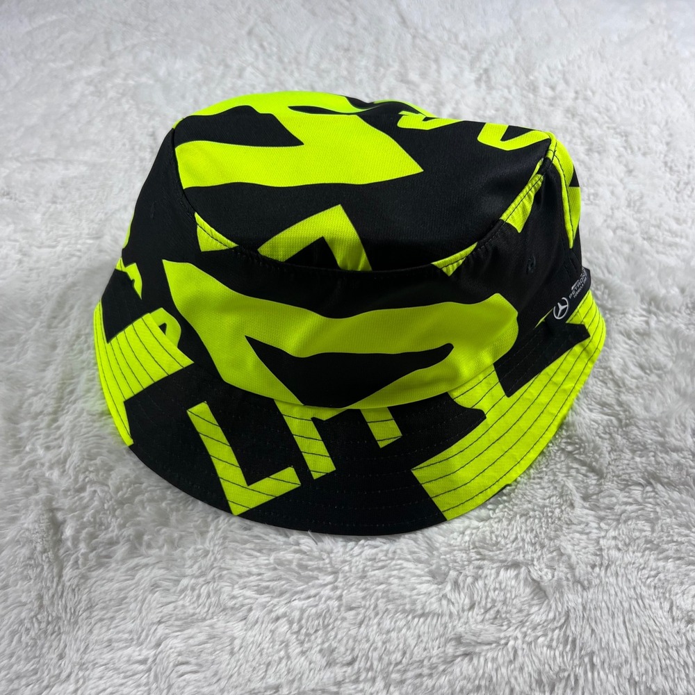 Mercedes-AMG Petronas F1 Lewis Hamilton Bucket Hat Neon‎ Green Black Hat NEW